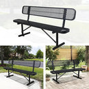 8 FT Heavy Duty Metal Park Bench for Outside, Black Bench with Backrest,4-6 Person Seat, Outdoor Commercial Metal Mesh Benches for Shopping Mall, Lawn, Park, Deck, Garden, Patio, Porch by GreenHaven Gardens