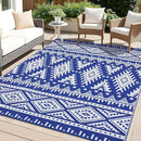 OLANLY Outdoor Rug Waterproof 6x9 ft, Reversible Outdoor Plastic Straw Rug, Boho Patio Rug, Indoor Outdoor Carpet, RV Mat Outside for Patio, Camp, Picnic, Balcony, Deck, Backyard, Blue & White by GreenHaven Gardens