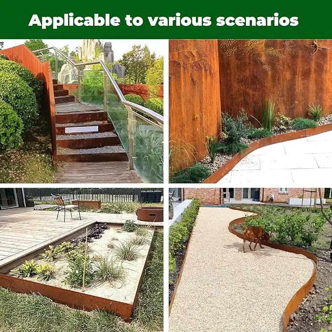 Cor Ten Steel Garden Metal Landscape Edging 40 inch with Top Bending Protection Pre-Rusted Cor Ten Steel Garden Edging 6 Pack Edge for Lawn Yard (10 inch-180 Degree Bend, Rusted), photo 7 of 7