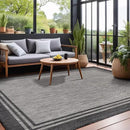 Bordered Outdoor Rug 5x7 Washable Outside Carpet for Indoor Patio Porch Waterproof Easy Cleaning Non Shedding Area Rugs Dark Gray 5 x 7 by CozyNest Decor