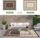 GENIMO 9' x 12' Outdoor Rug Waterproof for Patio Decor, Foldable Reversible Plastic Straw Area Rugs Mat for Camper, Outside Carpet for Rv, Deck, Porch, Picnic, Beach, Balcony, Coffee & Beige by CozyNest Decor