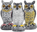 3 Pack Fake Owl Decoy to Keep Birds Away - Plastic Horned Owl Statues Bird Scarecrow Deterrents for Pigeon Hawk Squirrels Woodpecker, Halloween Decoration, Bird Scare Devices for Garden Outdoor Yard by GreenHaven Gardens