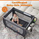 Pamo Babe 1-Second Setup 4-in-1 Playard for Babies - Heavy-Duty Steel Frame for Safe Sleep Space, Portable Crib with Changing Table, Locking Wheels, Breathable Mesh by TinyTreasures Baby Boutique