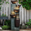 Naturefalls 39.7in.Modern Outdoor Fountain -5-Tier Resin Water Feature, Indoor Outdoor Garden Waterfall Fountain with Contemporary Design&LED Lights for Patio, Yard, Deck, House, Office, Home Decor by GreenHaven Gardens