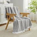 Amélie Home Chenille Waffle Throw Blanket for Couch, Reversible Pineapple Stitch Knit Soft Cozy Knit Blanket Lightweight Warm Decorative Throw for Sofa, Bed, Living Room, 50"x60", Grey&Ivory by CozyNest Decor