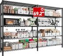 REIBII 70" W Storage Shelves Heavy Duty Load 1600LBS, Metal Shelving 5-Tier Wire Shelving Unit Metal Shelves for Storage Adjustable Shelving Rack for Pantry Kitchen 70" W*15.8" D*72.4" H, 2 Pack by GreenHaven Gardens