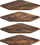 Corner Shelf Wall Mount, Floating Corner Shelves, Set of 4 Corner Wall Shelf Organizer, Rustic Wood Wall Storage Display Shelves for Living Room Bedroom Bathroom Kitchen, Rustic Brown by CozyNest Decor