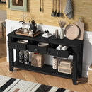 Farmhouse Modern Console Table 55.4-Inch Entryway Sofa Table with Drawers & Storage Shelf for Living Room Hallway Entrance, Black by CozyNest Decor