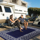 GENIMO Outdoor Rug Waterproof for Patio Decor, 6'x9' Foldable Reversible Plastic Straw Carpet for Travel Trailers, Outside Area Mat for Rv, Deck, Picnic, Porch, Camper, Balcony, Beach, Blue & White by CozyNest Decor