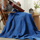Amélie Home Chenille Knit Throw Blanket for Couch, Checkered Texture Decorative Soft Blanket for Sofa, Bed & Living Room, 50"x60", Blue by CozyNest Decor