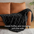 JELLYMONI Faux Fur Throw Blanket, Black for Couch, Fuzzy Cozy Plush Bubble Bed, Thick and Warm, Twin (60" x 80") by CozyNest Decor