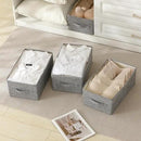 Linen Folding Storage Bins, 3 Pack Large Storage Baskets, Washable, Clothing Storage Bins with Handle, Closet Organizer for Storage Sweater,Sheets(dark grey, 16"x9½"x6¾") by CozyNest Decor