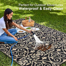 OLANLY Outdoor Rug Waterproof 5x8 ft Clearance, Reversible Outdoor Plastic Straw Rug with Floral Pattern, RV Mat for Patio, Camping, Balcony, Deck, Backyard, Black & Beige by CozyNest Decor