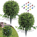 28" Artificial Boxwood Ball Bush, UV Resistant Topiary Tree Faux Boxwood Ball Shaped Porch Bushes with Ground Spike Artificial Bushes for Outdoors Front Door Decor Home Garden by GreenHaven Gardens