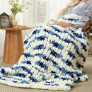 Amélie Home Chunky Knit Throw Blanket for Couch, Soft Chenille Crochet Blanket for Sofa, 50"x60", Space-Dyed Blue Striped by CozyNest Decor