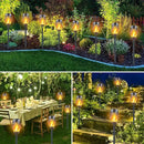 12-Pack Solar Torch Lights with Flickering Flame - 12LED Mini Fire Effect Solar-Powered Tiki Torches, Waterproof Outdoor Lighting with Auto On/Off, Perfect for Garden, Patio & Pathway Decor by GreenHaven Gardens