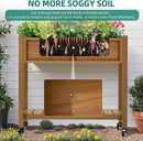 YITAHOME Raised Garden Bed, HIPS Poly Wood Elevated Planter Box with Shelf & Wheels for Mobility, Small Flower Box Stand for Patio Balcony Garden Backyard, Teak by GreenHaven Gardens