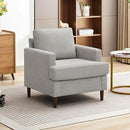 Mid-Century Accent Chair,Modern Linen Fabric Armchair for Living Room,Comfy Upholstered Reading Accent Chairs for Bedroom,Single Sofa Chair with Wood Legs (Light Grey, 1 Pack) by CozyNest Decor