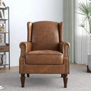Accent Chair, Faux Leather High Back Armchair or Living Room, Comfy Upholstered Single Sofa Reading Chair with Solid Wood Legs for Office, Bedroom, Waiting Room-Brown by CozyNest Decor