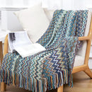 Boho Throw Blanket - Bohemian Fringe Tassels， for Bed Couch Soft ChairBlanket Double Sided (50"x70") (Blue) by CozyNest Decor