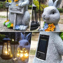 Rabbit Solar Lights Lantern Garden Statues with Succulent and 4 LED Lights - Outdoor Bunny Welcome Figurines Decorations for Patio Yard Lawn Ornaments Gifts for Birthday Easter Housewarming by CozyNest Decor