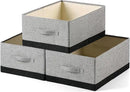 Linen Folding Storage Bins, 3 Pack Large Storage Baskets, Washable, Clothing Storage Bins with Handle, Closet Organizer for Storage Sweater,Sheets (gray black, 18½"x13½"x8½") by CozyNest Decor