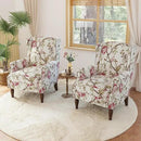 Lumibee Wingback Accent Chair, 2 Set High Back Floral Armchairs in Fabric,Comfy Upholstered Reading Single Sofa Chairs with Solid Wood Legs for Living Room,Bedroom,Office-Floral Beige by CozyNest Decor