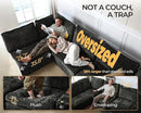 Oversized Modular Sofa Comfy Cloud Couch with Storage, Extra Deep Plush Sectional Sofa Set for Living Room, Covers Washable, Chenille, Olar (Black, 6-Seater with 2 Ottomans, u-Shaped) by CozyNest Decor
