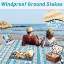 PY SUPER MODE Picnic Blankets Extra Large, Waterproof Foldable Outdoor Beach Blanket Oversized 83x79” Sandproof, 3-Layer Picnic Mat for Camping, Hiking, Travel, Park, Concerts(Teal Boho) by TinyTreasures Baby Boutique
