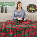 Chunky Knit Throw Blanket, 40''*50'' Knitted Throw Chenille Yarn for Bed Couch, Handmade Stripe Crochet Big Thick Blanket, Machine Washable Cute Comfy Blanket for Home Decor by CozyNest Decor