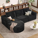 Modular Sectional Sofa with L-Shape Chaise,Cloud Sectional Modern Sleeper Couch with Deep Seat,Sponge Compression Sofas No Assembly Required(Plush Corduroy Fabric) 1PCS by CozyNest Decor