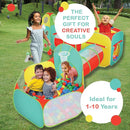 5pc Kids Play Tent for Toddlers with Ball Pit, Crawl Tunnel, Indoor & Outdoor Playhouse, Jungle Gym, Toys for Boys & Girls, Includes Dart Balls, Teepee & Basketball Hoops by TinyTreasures Baby Boutique