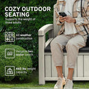 EconoHome 2 Seat Outdoor Storage Bench with Rain Cover - 60 Gallon Capacity - Weatherproof Resin Bench for Patio, Porch, Garden, Yard, Pool Area - Furniture for Pool Accessories, Gardening Tools by CozyNest Decor