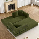 80.3" Convertible Sleeper Sofa Bed with Cylindrical Pillow, Corduroy Folding Mattress Couch with Fixed-Shape Frame, Modular Floor Sofa Lounge Couch for Living Room Bedroom Lounge, Green by CozyNest Decor