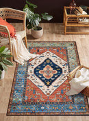 Lahome Boho 3x5 Washable Area Rugs, Small Non-Slip Bedroom Carpet Throw Low-Pile Rugs for Entryway Kitchen, Oriental Distressed Carpet for Bathroom Office Laundry Living Room, Rust by TinyTreasures Baby Boutique