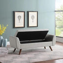 HomePop Modern Storage Bench with Wood Legs Home Décor|Bench with Storage for Living Room & Bedroom - Light Gray Woven by CozyNest Decor