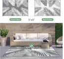 GENIMO Outdoor Rug 5' x 8' Waterproof for Patios Clearance, Reversible Plastic Straw Camping Carpet, Large Area Rugs Mats for RV, Picnic, Backyard, Deck, Balcony, Porch, Beach, Grey&White by CozyNest Decor