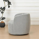 KINWELL 34" Wide Sherpa Swivel Barrel Chair, No Assembly Round Boucle Upholstered Accent Chair Armchair Single Sofa Chair with Toss Pillow for Living Room and Bedroom, Gray by CozyNest Decor