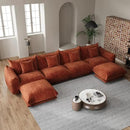 Modern Minimalist Chenille Modular Sectional Sofa, Oversized U-Shaped Couch with Movable Ottoman, Thick Cushions, Upholstered Sofa for Living Room, Bedroom, Office, Apartment Orange 2 Ottoman by CozyNest Decor