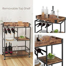 Bar Cart with Basket 3 Tiers Home Rolling Wine Rack with Wheels Mobile Kitchen Industrial Vintage Style Wood Metal Serving Trolley Serving Cart,Glass Holder Bar Cabinet by CozyNest Decor