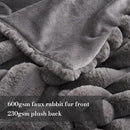 Amélie Home Faux Fur Throw Blanket for Couch, Cozy Fuzzy Fluffy Fur Luxurious Soft Striped Plush Gift Blankets for Family Sofa Chair Bed Living Room Bedroom, 55"x70", Charcoal Grey by CozyNest Decor