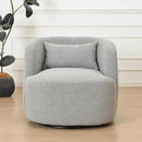 KINWELL 34" Wide Sherpa Swivel Barrel Chair, No Assembly Round Boucle Upholstered Accent Chair Armchair Single Sofa Chair with Toss Pillow for Living Room and Bedroom, Gray by CozyNest Decor