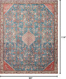 Loloi Layla Collection LAY-10 Marine/Clay 7'-6" x 9'-6" .13" Thick Area Rug, Soft, Durable, Vintage Inspired, Distressed, Low Pile, Non-Shedding, Easy Clean, Printed, Living Room Rug by CozyNest Decor