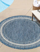 Unique Loom Outdoor Border Collection Area Rug - Soft Border (3' 1" Round, Blue/ Ivory) by GreenHaven Gardens