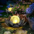 GIGALUMI Solar Light Outdoor Garden Decor, Lotus Flower Light Crackle Globe Glass Lantern Outdoor Table Decor Waterproof for Patio, Lawn, Pathway, Pool, Pond (Grey Petal) by GreenHaven Gardens