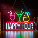 Happy Hour Neon Sign for Wall Decor Beer Bar Signs, USB Powered Dimmable LED Art Lights for Bar Pub Man Cave Party Club by CozyNest Decor
