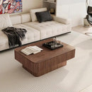 Lift Coffee Table with Storage & Adjustable Height, Solid Wood Coffee Table Fluted Center Table Accent Tea Table or Living Room, Apartment, Office (38.6" Walnut) by CozyNest Decor