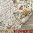 NEWLAKE Cotton Patchwork Bedspread, 3-Piece Bedding Quilt Set with Real Stitched Embroidery, Reversible Matelasse Bed Coverlet Set,Floral Paisley Grid with Lace,King Size by CozyNest Decor