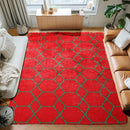 ONASAR 6x9 Area Rugs for Living Room, Large Fluffy Red and Dark Green Bedroom Rug, Geometric Boho Soft Shaggy Plush Floor Carpet for Kids Girls Teen Nursery Dorm Christmas Home Decor Aesthetic by TinyTreasures Baby Boutique