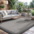 CAMILSON Indoor Outdoor Rug, 10x14 Bordered Gray Modern Area Rugs for Large Indoor and Outdoor Patios, Kitchen and Hallway Mats, Washable Porch Deck Outside Carpet (Bordered Grey, 10 x 14) by CozyNest Decor